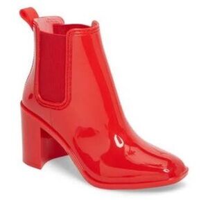 Jeffrey Campbell Red Glossy Chelsea Rain Boots